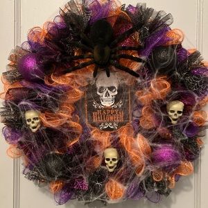 Handcrafted, one-of-a-kind Halloween wreaths.